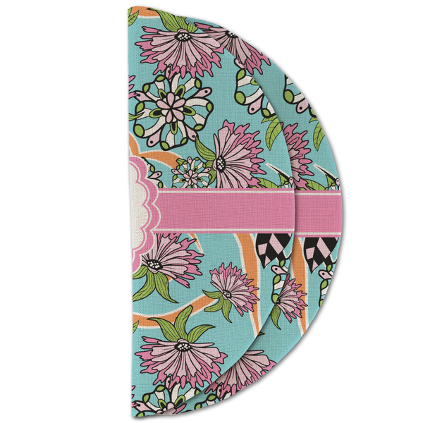 Summer Flowers Round Linen Placemats - HALF FOLDED (double sided)