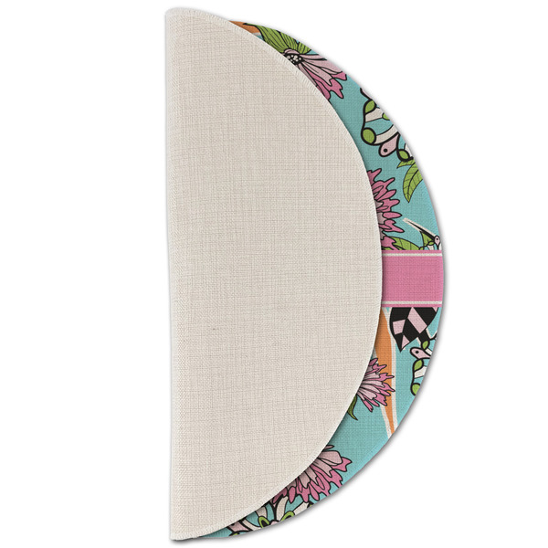 Summer Flowers Round Linen Placemats - HALF FOLDED (single sided)