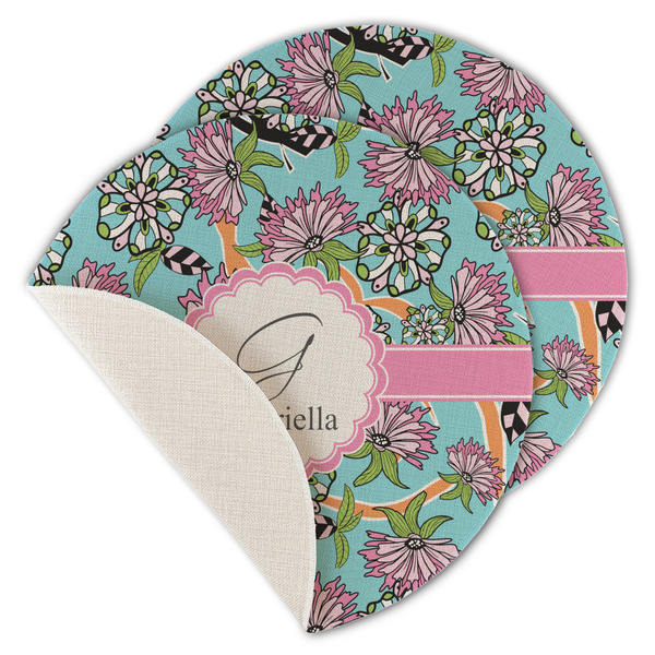 Summer Flowers Round Linen Placemats - MAIN (Single Sided)
