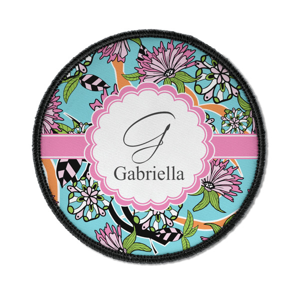 Custom Summer Flowers Iron On Round Patch w/ Name and Initial