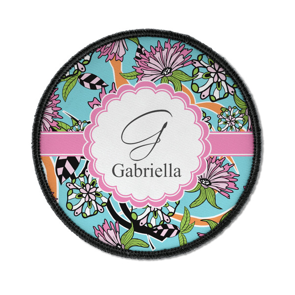 Custom Summer Flowers Iron On Round Patch w/ Name and Initial