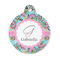 Summer Flowers Round Pet ID Tag - Small (Personalized)