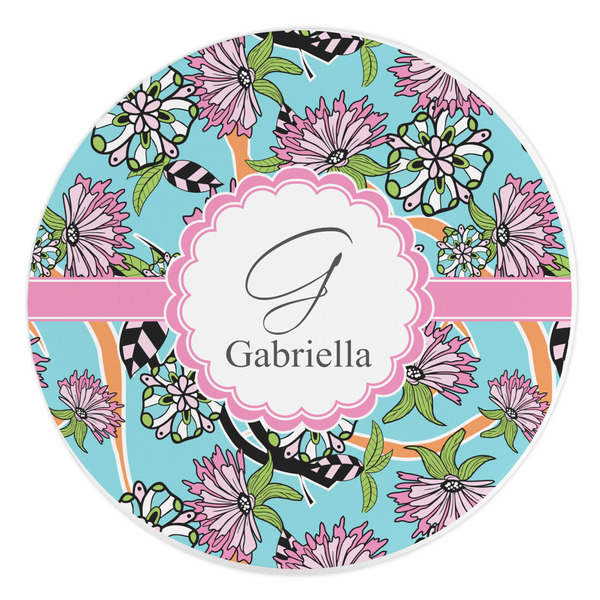 Custom Summer Flowers Round Stone Trivet (Personalized)