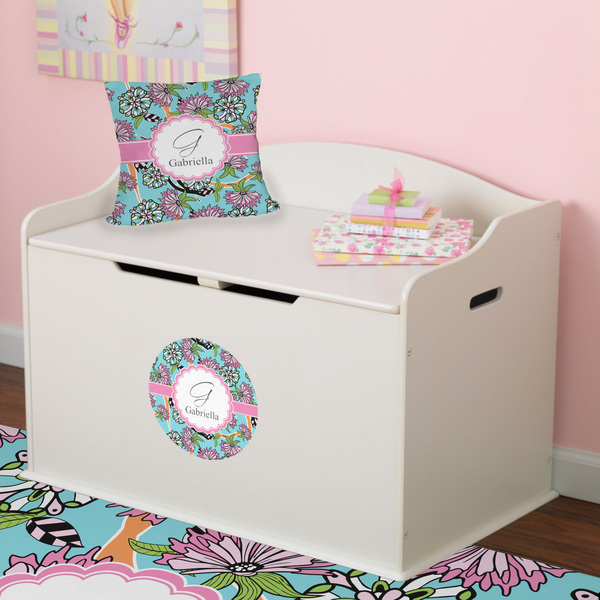 Summer Flowers Round Wall Decal on Toy Chest