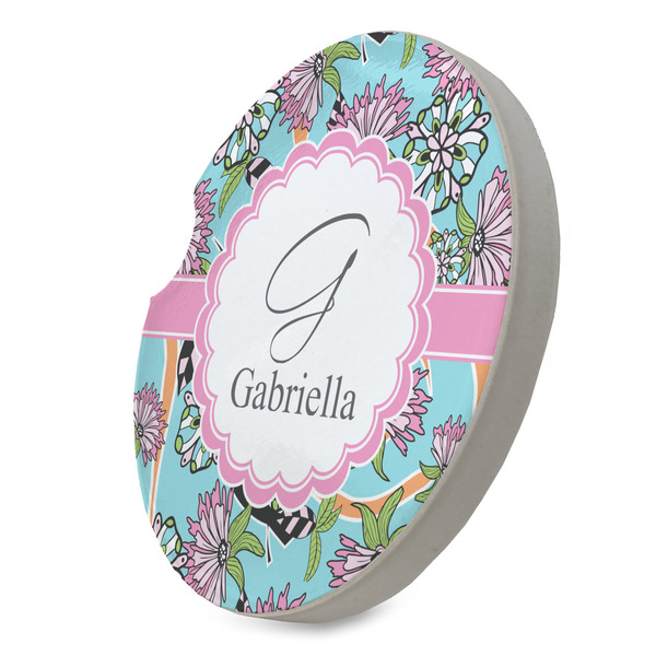 Summer Flowers Sandstone Car Coaster - STANDING ANGLE