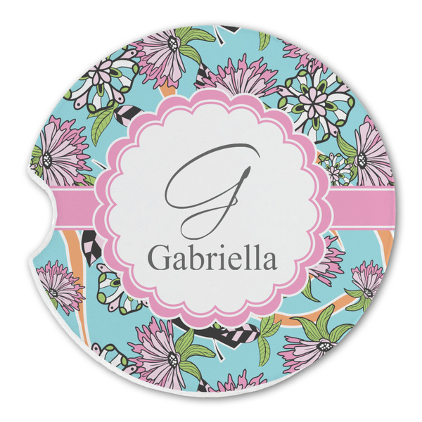 Custom Summer Flowers Sandstone Car Coaster - Single (Personalized)