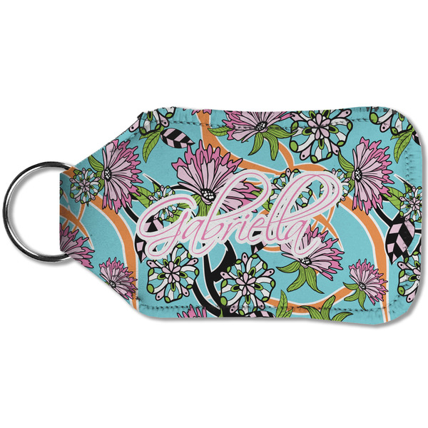 Summer Flowers Sanitizer Holder Keychain - Small (Back)