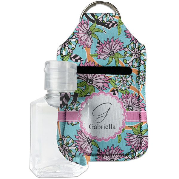Custom Summer Flowers Hand Sanitizer & Keychain Holder - Small (Personalized)