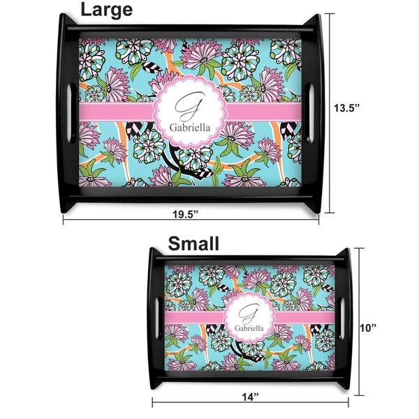 Summer Flowers Serving Tray Black Sizes