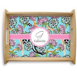 Summer Flowers Natural Wooden Tray - Large (Personalized)