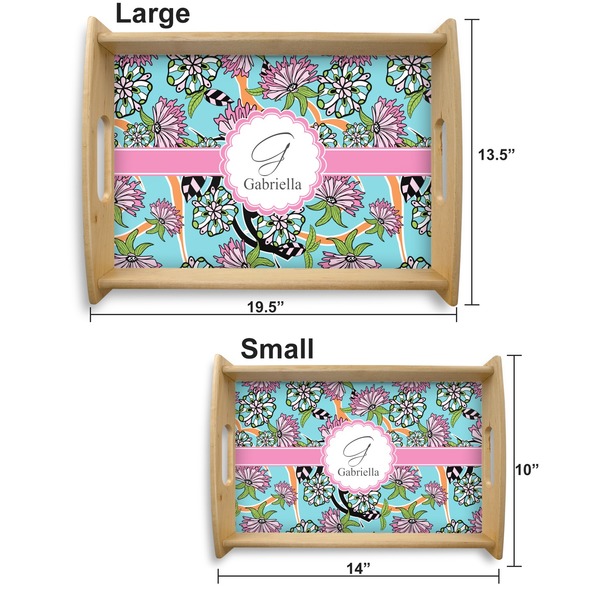 Summer Flowers Serving Tray Wood Sizes