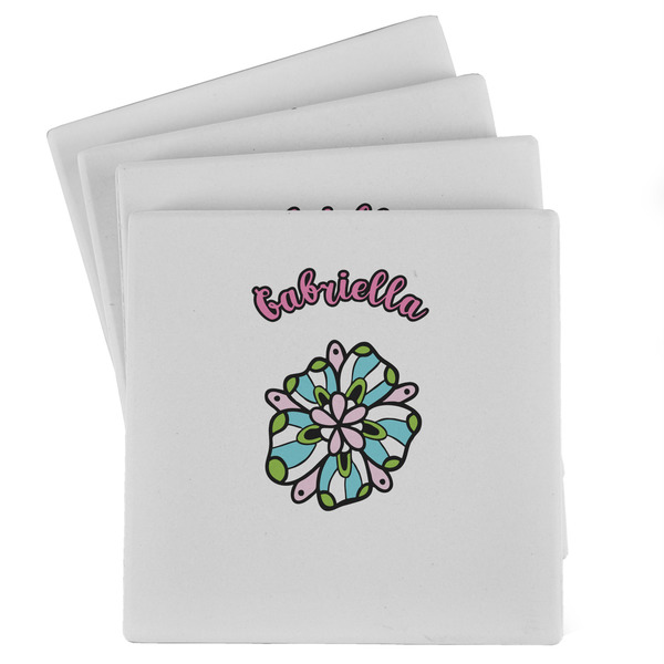 Custom Summer Flowers Absorbent Stone Coasters - Set of 4 (Personalized)