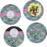 Summer Flowers Set of 4 Glass Lunch / Dinner Plate 10" (Personalized)