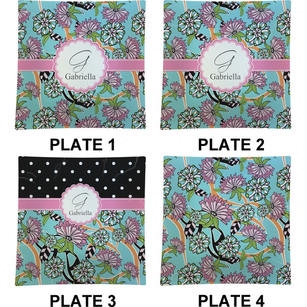 Summer Flowers Set of Square Dinner Plates (Approval)