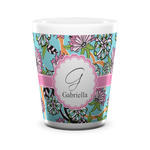 Summer Flowers Ceramic Shot Glass - 1.5 oz - White - Set of 4 (Personalized)