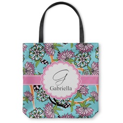 Summer Flowers Canvas Tote Bag - Large - 18"x18" (Personalized)