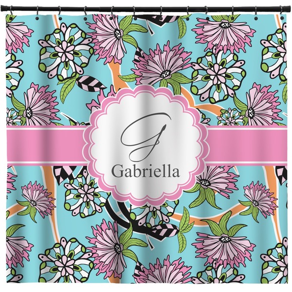 Custom Summer Flowers Shower Curtain - 71" x 74" (Personalized)
