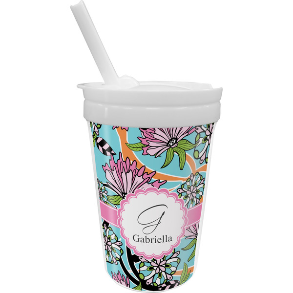Custom Summer Flowers Sippy Cup with Straw (Personalized)