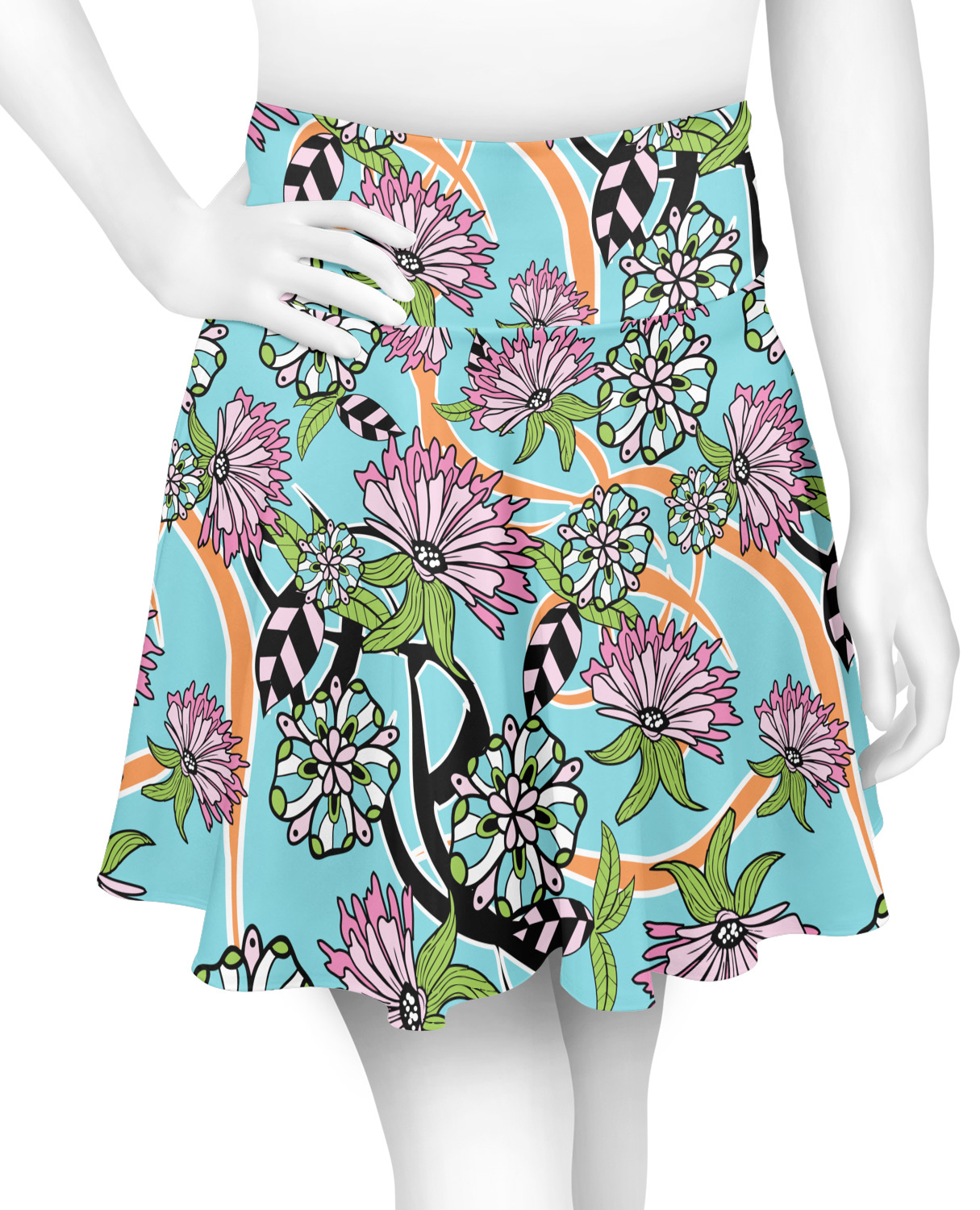 Custom Summer Flowers Skater Skirt YouCustomizeIt