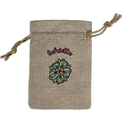 Summer Flowers Small Burlap Gift Bag - Front (Personalized)