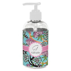 Summer Flowers Plastic Soap / Lotion Dispenser (8 oz - Small - White) (Personalized)