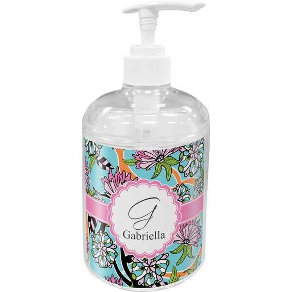 Custom Summer Flowers Acrylic Soap & Lotion Bottle (Personalized)