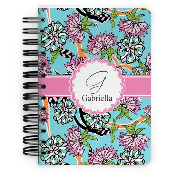 Custom Summer Flowers Spiral Notebook - 5x7 w/ Name and Initial