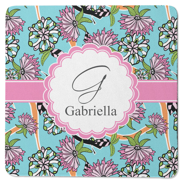 Custom Summer Flowers Square Rubber Backed Coaster (Personalized)