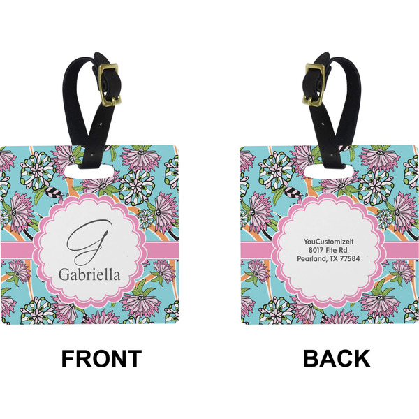 Summer Flowers Square Luggage Tag (Front + Back)