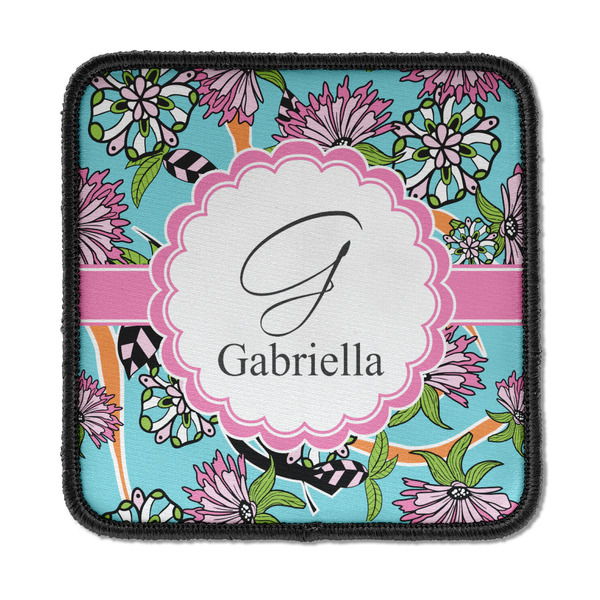 Custom Summer Flowers Iron On Square Patch w/ Name and Initial