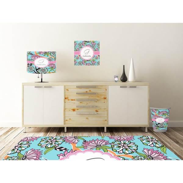 Summer Flowers Square Wall Decal Wooden Desk