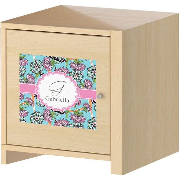 Summer Flowers Square Wall Decal on Wooden Cabinet