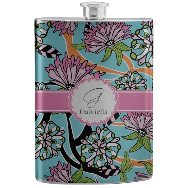 Custom Summer Flowers Stainless Steel Flask (Personalized)