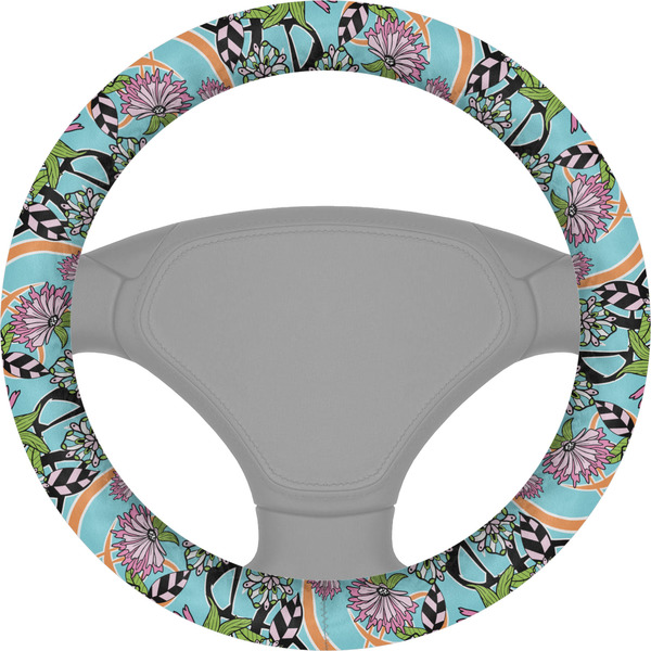 Custom Summer Flowers Steering Wheel Cover