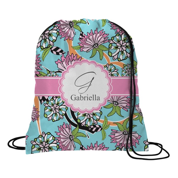 Custom Summer Flowers Drawstring Backpack - Medium (Personalized)