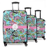 Summer Flowers 3 Piece Luggage Set - 20" Carry On, 24" Medium Checked, 28" Large Checked (Personalized)