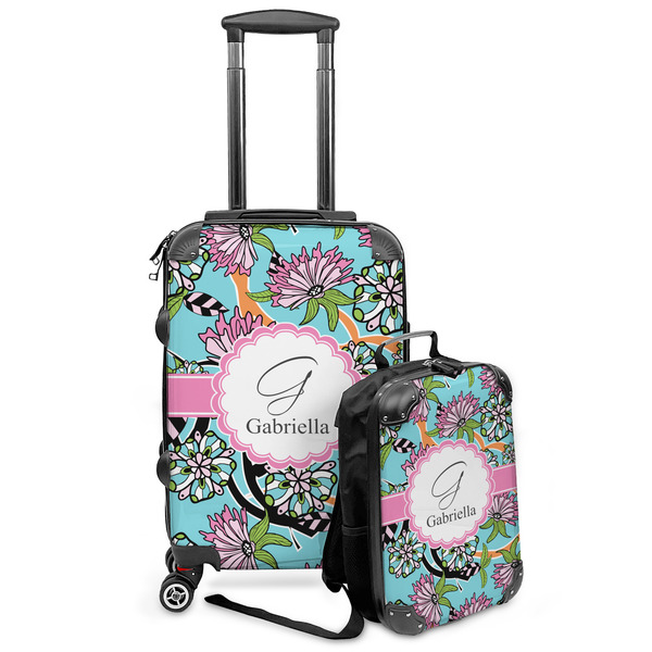 Custom Summer Flowers Kids 2-Piece Luggage Set - Suitcase & Backpack (Personalized)