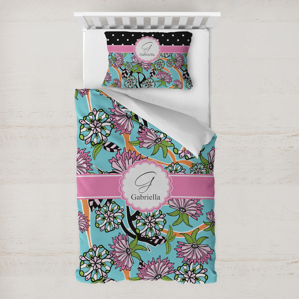 Custom Summer Flowers Toddler Bedding Set - With Pillowcase (Personalized)