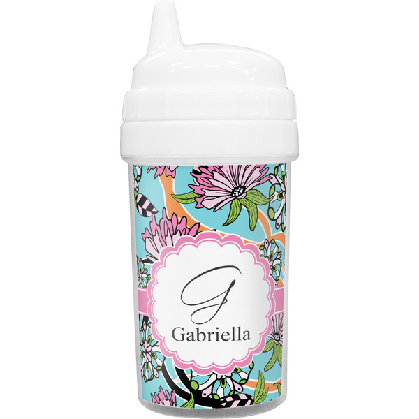 Custom Summer Flowers Toddler Sippy Cup (Personalized)