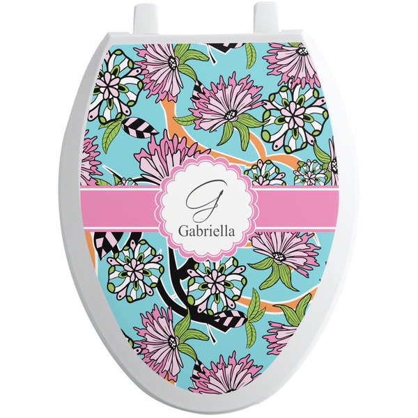 Summer Flowers Toilet Seat Decal (Personalized)