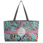 Summer Flowers Beach Totes Bag - w/ Black Handles (Personalized)