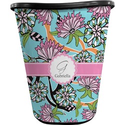Summer Flowers Waste Basket - Double Sided (Black) (Personalized)