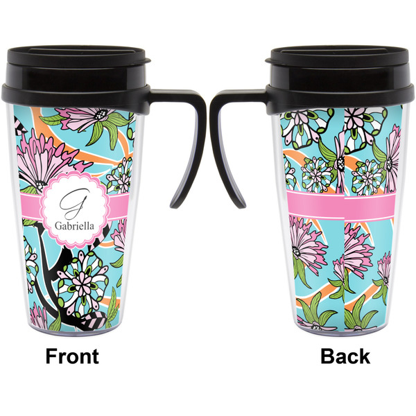 Summer Flowers Travel Mug with Black Handle - Approval