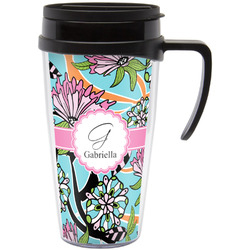 Summer Flowers Acrylic Travel Mug with Handle (Personalized)