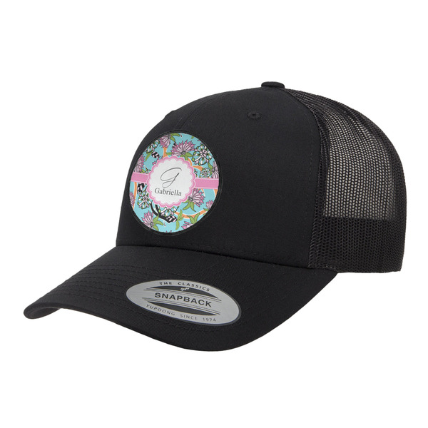 Custom Summer Flowers Trucker Hat - Black (Personalized)