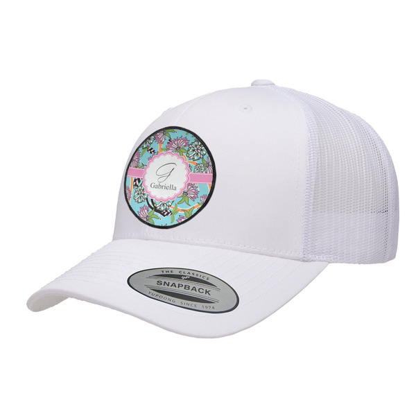 Custom Summer Flowers Trucker Hat - White (Personalized)