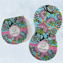 Summer Flowers Burp Pads - Velour - Set of 2 w/ Name and Initial
