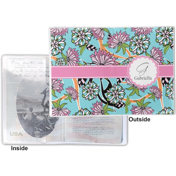 Summer Flowers Vinyl Passport Holder - Flat Front and Back