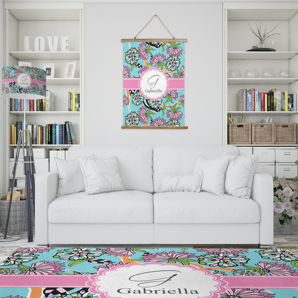Summer Flowers Wall Hanging Tapestry - Portrait - IN CONTEXT