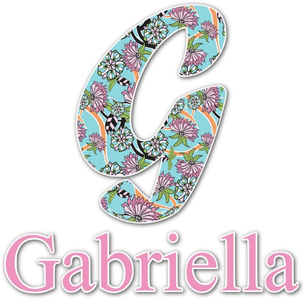 Custom Summer Flowers Name & Initial Decal - Custom Sized (Personalized)
